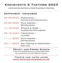 GENUSS-REGISSEUR KOCHEVENTS und TASTINGS 2023 September - November